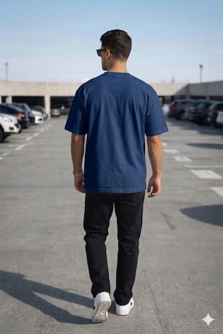 Tarz Cool Erkek Oversize Tişört Minimal Don T Look Back Detaylı Basic Lacivert