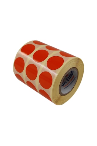 Renkli Kuşe Rulo Çap Etiketi 25mm X 25mm 2500 Adet Yan Yana 3 Lü