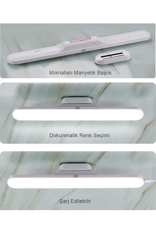 Şarjlı Mıknatıslı Sensörlü 3 Kademeli Martı Led Lamba Beyaz Usb Şarjlı Aydınlatma Diğer
