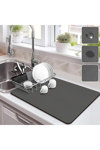70 Cm X 30 Cm Bulaşık Kurutma Örtüsü Siyah Tezgah Üstü Bulaşık Matı Bulaşıklık Çok Renkli