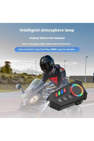 Fener Işık Özellikli Kask Kulaklık Su Geçirmez Bluetooth 5.4 Motosiklet Kask Kulaklığı Rgb Işıklı