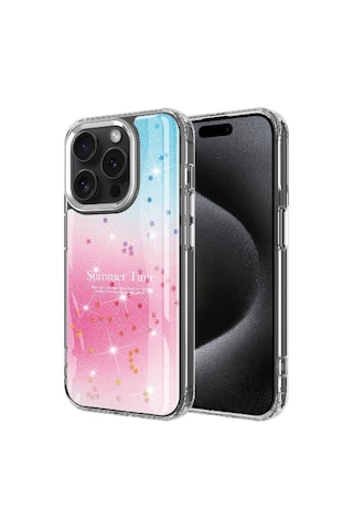 Apple Uyumlu iPhone 15 Pro Max Kılıf Simli Desenli Parlak Zore Task Kapak