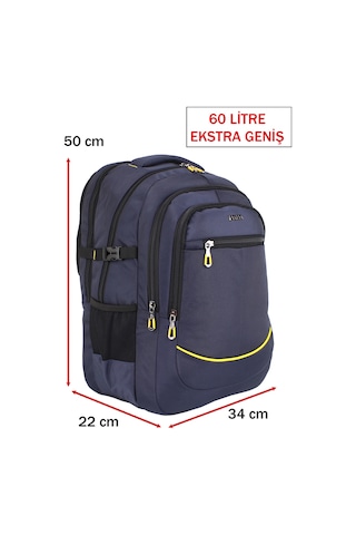 Dada 09 17,3 inç Lacivert Laptop Sırt Çantası 60 Litre Usb Typc-E Aparat Darbe Emici Koruma