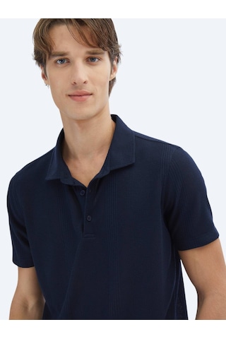 Lacivert Desenli Polo Yaka T-shirt Lacivert