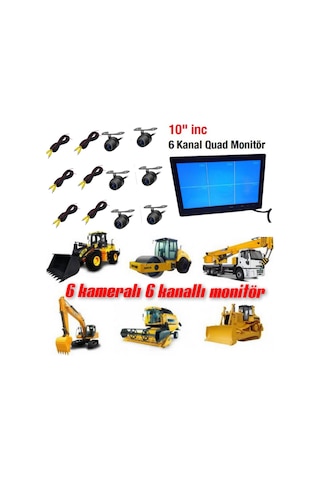 10 İnç 6 Kanallı 6 Kameralı Araç Monitörü Twogo Go-6006