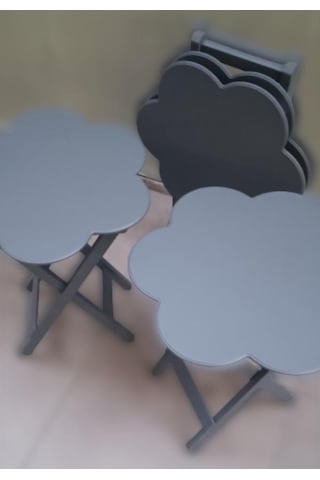1448bng90110çanta Zigon Sehpa Papatya Dörtlü Model Ahşap Mdf Parlak Gri Renk El Yapım