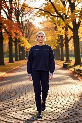 Benerly Kadın Bisiklet Yaka Düşük Kol Uzun Kollu Sweatshirt Fonksiyonel D Lacivert