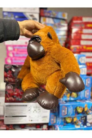 Kahverengi Peluş Goril Oyuncak Deri Detaylı Peluş Kahverengi