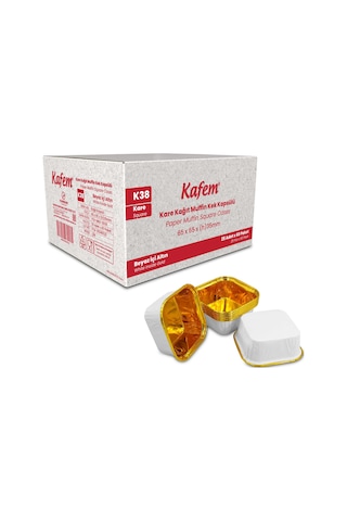 Kafem Muffin Kek Kapsülü Kare Beyaz-altın 25li X 60 Paket Koli - K38 Beyaz