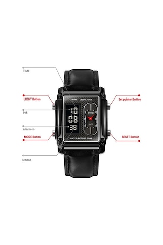 Fastbuy Skmeı 1868 Kare Çift Ekran Su Geçirmez Erkek İzle, Stil: Çelik Kemer Gül Altın Çok Renkli Çok Renkli