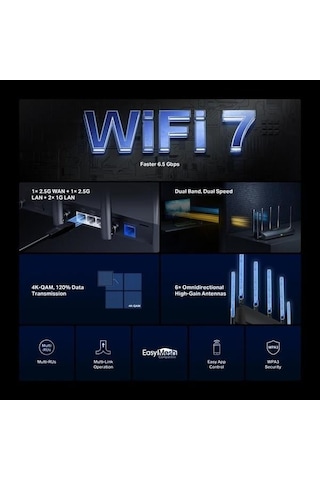 Mercusys Mr37be Wıfı7 Be6500 Dual Band Router