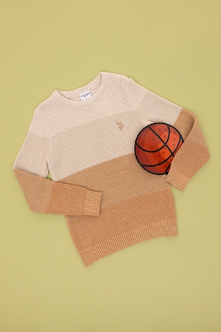 U.S. Polo Assn. Erkek Çocuk Camel Bisiklet Yaka Kazak 50295576-VR015