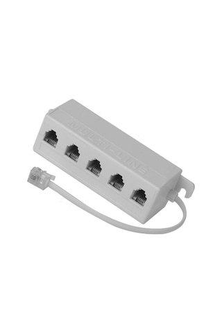 Chester Rj11 1 Erkek 5 Dişi Telefon Kablosu Çoklayıcı Dağıtıcı Adaptör Bej