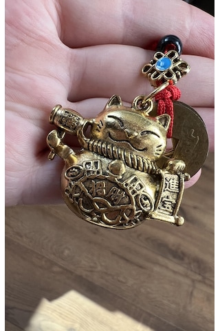 Feng Shui El Sallayan Bereket Ve Şans Kedisi Maneki Neko Anahtarlık Model 2