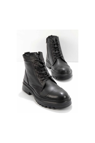 Siyah Hakiki Deri Erkek Bot & Bootie E02556003203 Siyah