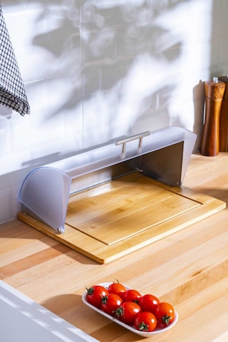 Acar Sirius Bambu Ekmek Saklama Kutusu - 38 28 15,5 Cm Şeffaf