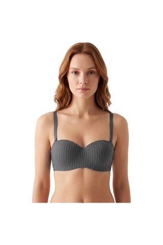 Cottonill Seamless Bra - Striva Siyah Mikro Çizgi Desenli Balenli Kadın Sütyen -