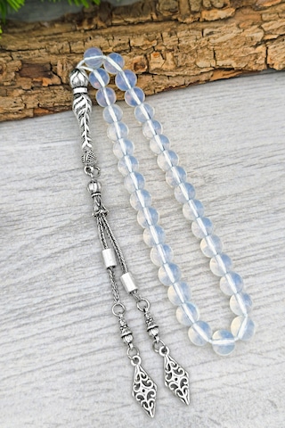 Opal Ay Taşı Bileklik Ve Tesbih Erkek Doğal Taş Set 8 Mm Bt037 Beyaz