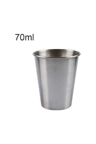 Cbtx 70ml Tek Duvar Elektropolisajlı Paslanmaz Çelik Kısa Şarap Bardağı Gümüş