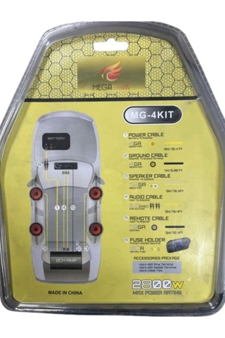 Mg-4kıt Amfi Kablo Seti 4ga 2800w Oto Ses Sistemi Tesisat Kiti Komple Set