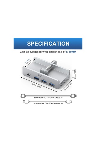 Honeybeeshop Masasüstü Kelepçeli C Tipi Usb 3 0 Bolucu Simli