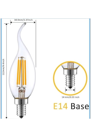 6w E14 Şeffaf Günışığı Kıvrık Mum Rustik Led Ampul 10 Adet