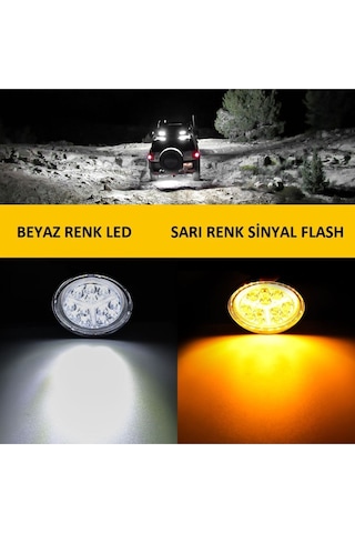 Off Road Led Çalışma Lambası Drl Sarı Renk Sinyal Çakarlı Flash Arazi Aracı Tır Kamyon Tekne Sis Farı
