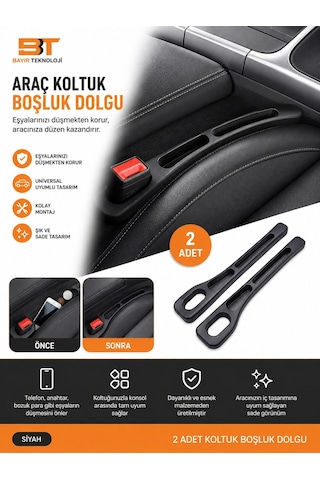 Koltuk Arası Boşluk Kapatma & Araç İçi Düzenleyici 2 Li Set Universal Oto Organizer Telefon Cüzdan