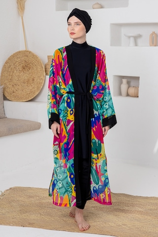 Adasea Uv Korumalı Mayo Üzerine Tek Pareo Kimono 1709 Mint Mint Yeşili