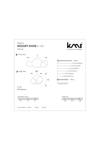 Mozart Zamak Düğme Kulp Dolap Çekmece Ünite Komidin Kulbu Krom