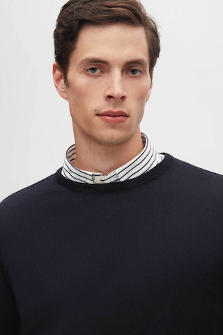 Regular Fit Lacivert Tüylenme Yapmayan Bisiklet Yaka Triko Kazak Lacivert