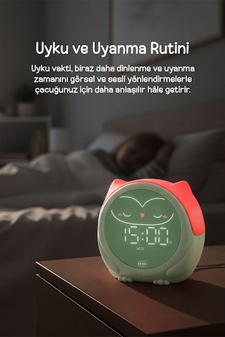 Cloud-b Melodili Sensörlü Masa Saati Uyku Eğitmeni 13x12x10 Cm Haki Yeşil