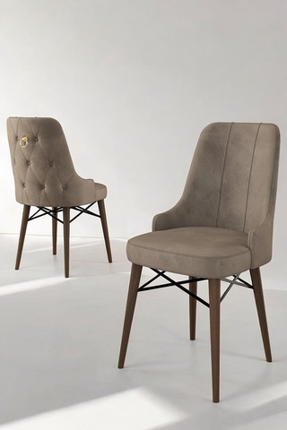 Zümra Serisi, Barok Ahşap Desen 80x132 Açılabilir Mdf Mutfak Masası Takımı 6 Adet Sandalye, Cappucino