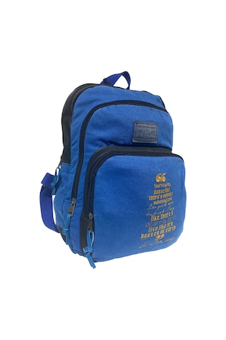 Old Cotton Cargo Kaliteli Siyah Vintage Salaş Baskılı Disayn Günlük Gezi Okul Sırt Çantası Revilla Bag 28x38cm Mavi