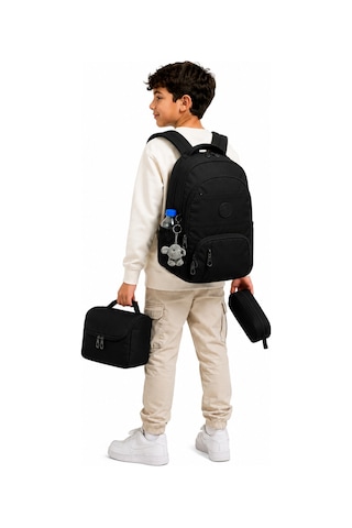 İlk Okul Çantası 3'lü Seti Unisex Çocuk İlkokul Çantası Bvt-8010 Siyah Siyah