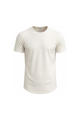 Plus Scorpion Erkek Slim Fit Basic Tişört Esnek, Terletmeyen Pike Dokulu Kumaş Ekru