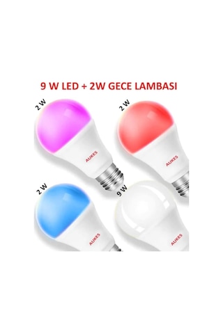 2 In 1 Led Gece Lambası 9W Led +2W Gece Lambası Mavi