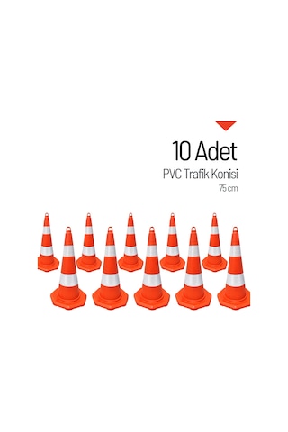 10'lu Pvc Trafik Konisi Seti 75 Cm Trafik Dubası-3626