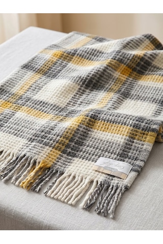 Livoras Home Aksu Cozy Life Pamuklu Tv Battaniyesi 130 X 170cm Plaid Sarı - Gri Gri - Sarı