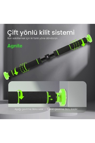 Agnıte Ayarlanabilir Kapı Barfiks Demiri 60-100 Cm Ev Tipi Fitness Yeşil
