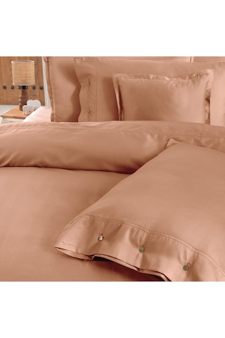 Sarev Monochrome Salmon %100 Pamuk Saten ''300 Tc" Nevresim Takımı Ks V12 Kahverengi