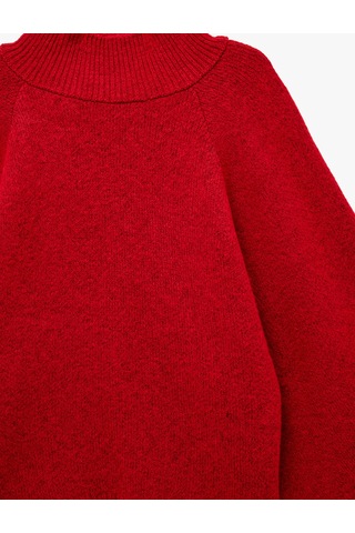 Koton Geniş Uzun Reglan Kollu Dik Yaka Triko Kazak Kırmızı 7wak90659ht