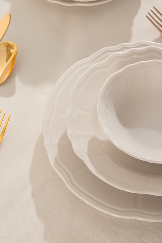 Porsima 4427 Tiffany Yemek Takımı 24 Parça 6 Kişilik Yemek Seti Beyaz