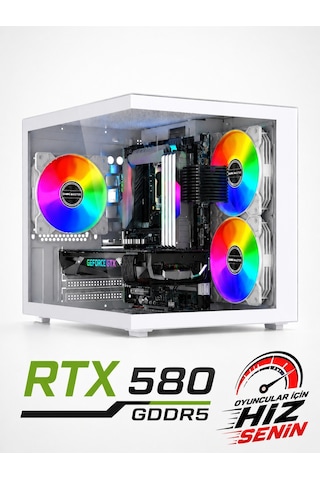 J-Tech QUANTUM R5-5500 16 GB 500 GB HDD 256 GB SSD 8 GB RX580 Free Dos Masaüstü Oyuncu Bilgisayarı