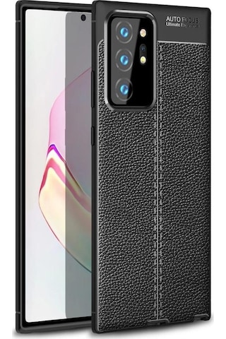 Samsung Galaxy Note 20 Ultra Uyumlu Silikon Kılıf Deri Desenli Kamera Korumalı Kapak
