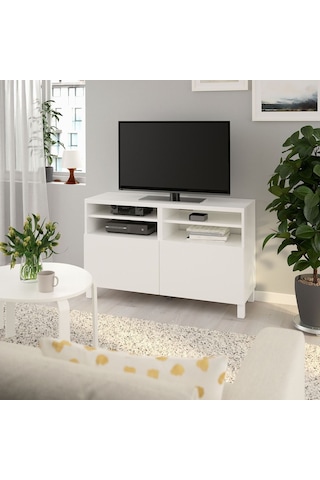 Tv Sehpası, Beyaz, 120x40x74 Cm, Lappvıken, Stubbarp Beyaz