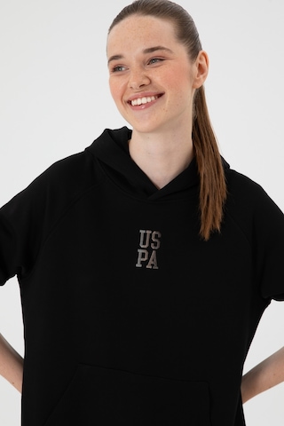 U.S. Polo Assn. Kadın Siyah Yırtmaçlı Kapüşonlu Sweatshırt 50313611-VR046