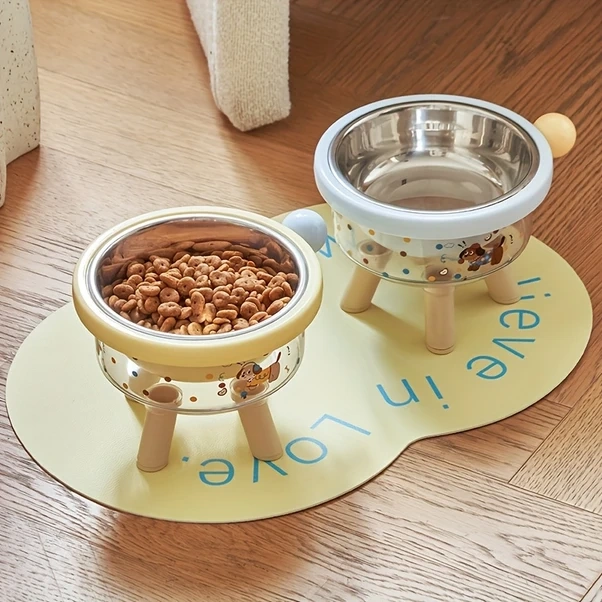 Elmpaly Yeşil Plastik Yükseltilmiş Anti-tip Kedi Köpek Mama Kabı