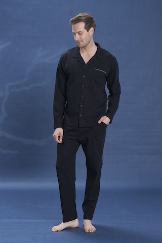 Erkek Penye Uzun Kol Pijama Takımı 2142 Siyah01 Siyah