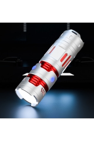 Tongxida Küçük Taşınabilir Spiral Fener - Type-c Gümüş Çok Fonksiyonlu Gümüş